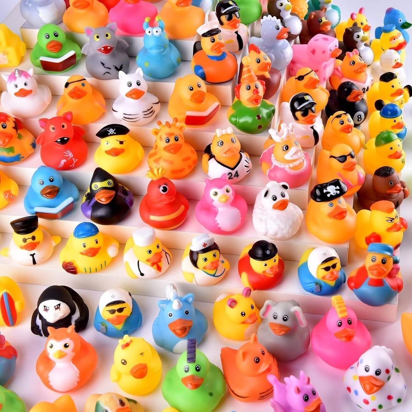 BECEEL 55-Pack Rubber Ducks Bulk Assortment – Jeep Ducky Bath Toys with Mesh Bag