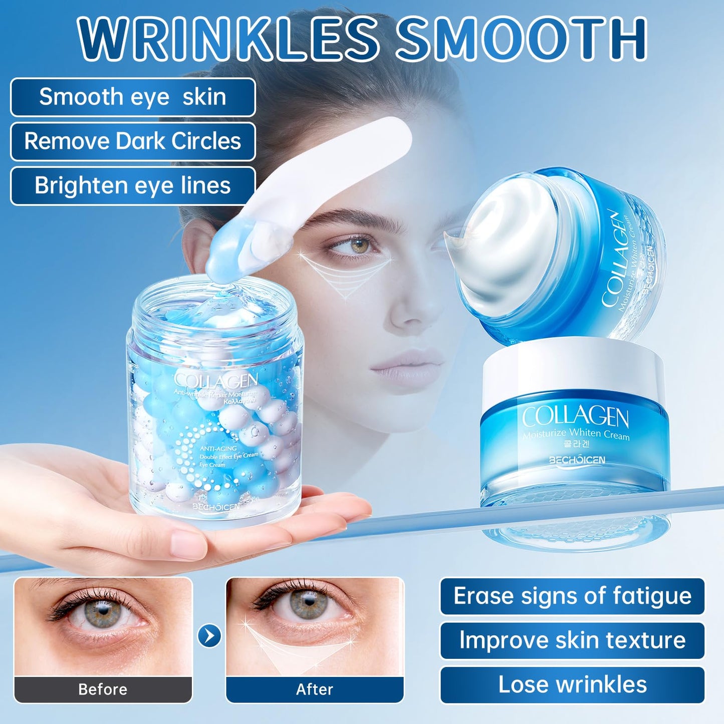 BECHOICEN Collagen Skincare Set – 7-Piece Hydrating Face Care Kit