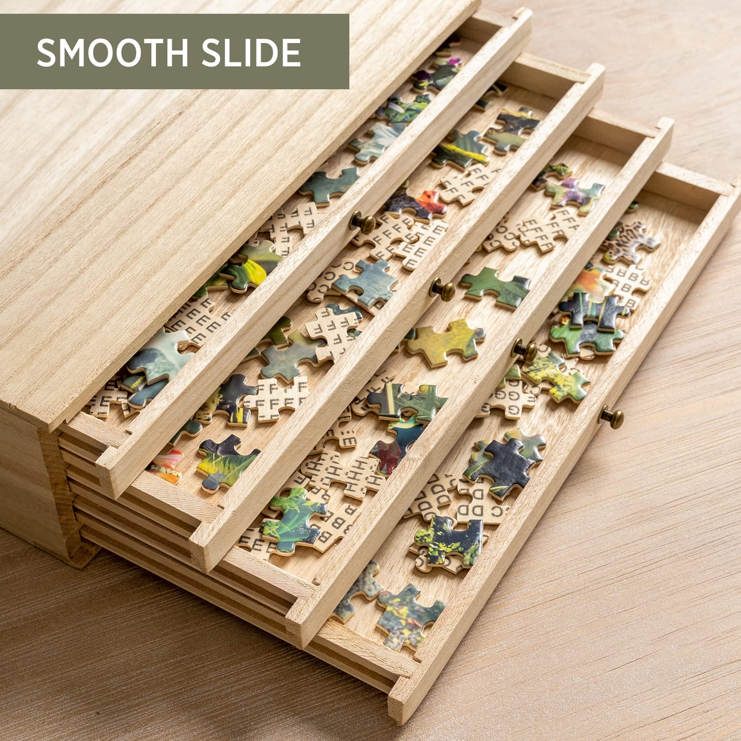 Becko US Wooden Puzzle Sorting Trays with Sliding Drawers – 8 Jigsaw Sorters for 1500-Piece Puzzles