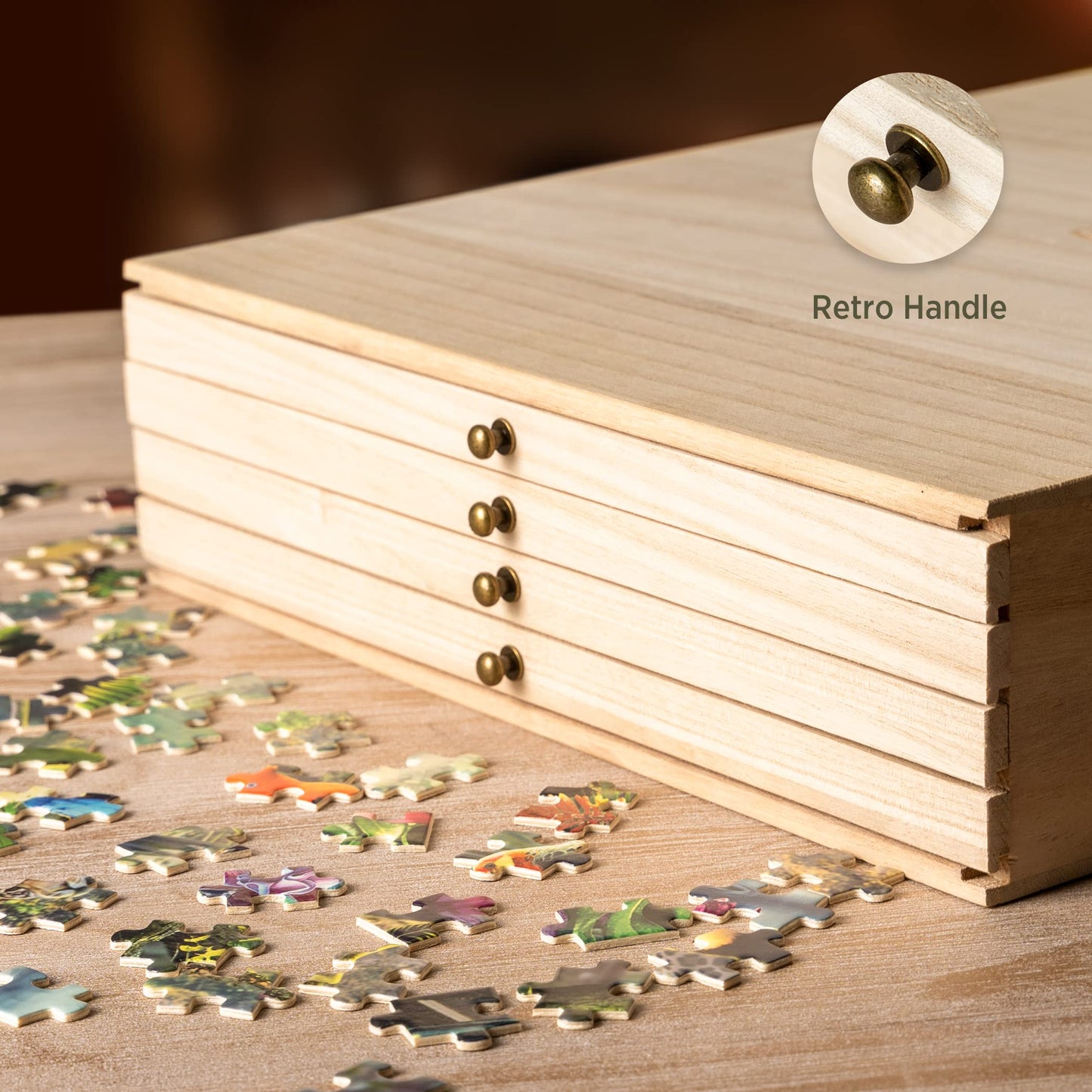 Becko US Wooden Puzzle Sorting Trays with Sliding Drawers – 8 Jigsaw Sorters for 1500-Piece Puzzles