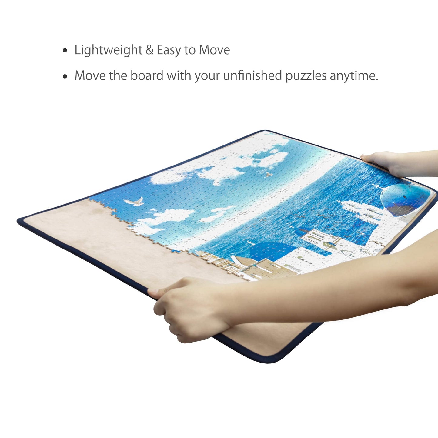 Becko US Jigsaw Puzzle Board – Portable Puzzle Table for Up to 1000 Pieces (Khaki)