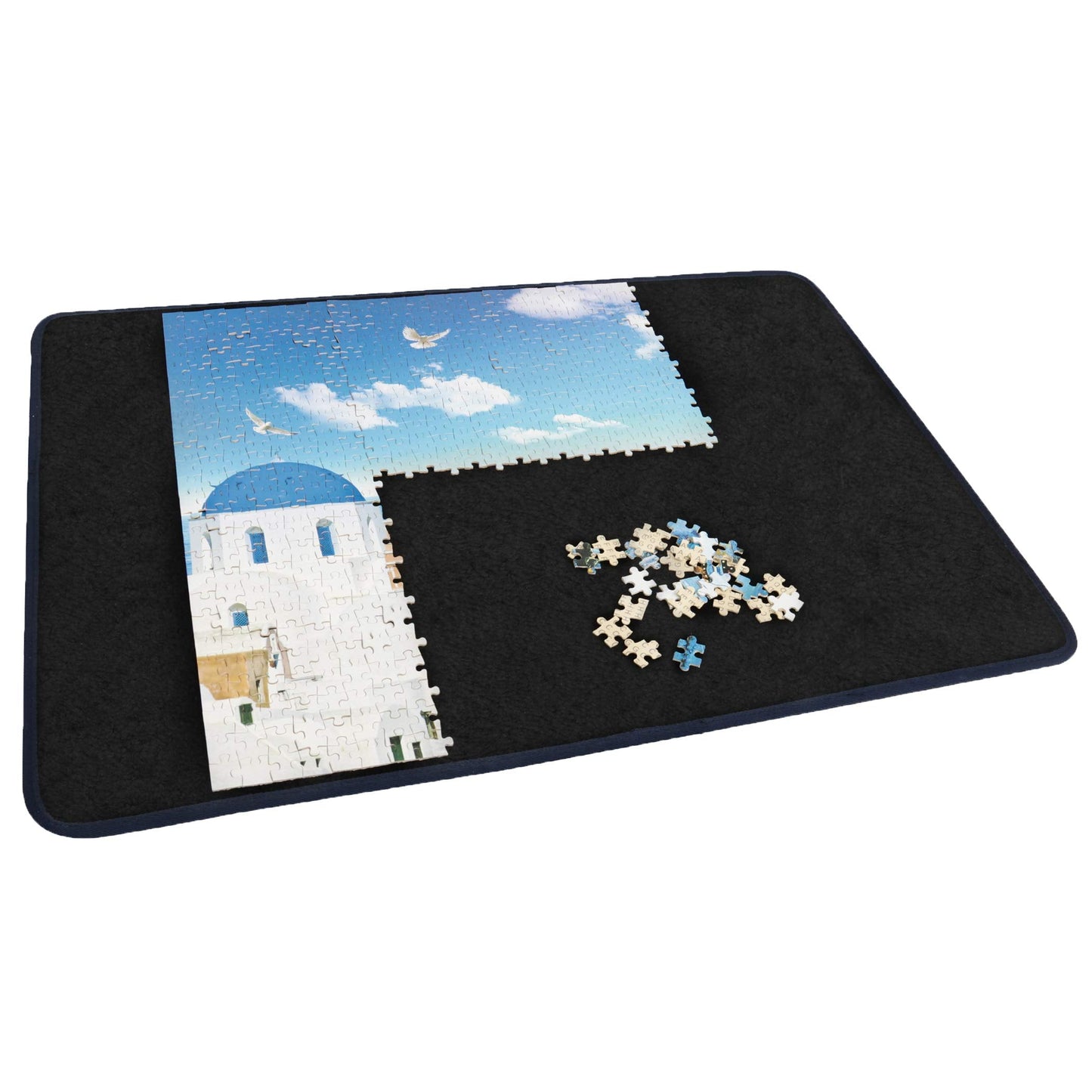 Becko US Jigsaw Puzzle Board – Portable, Non-Slip, Up to 1000 Pieces (Blue/Black)