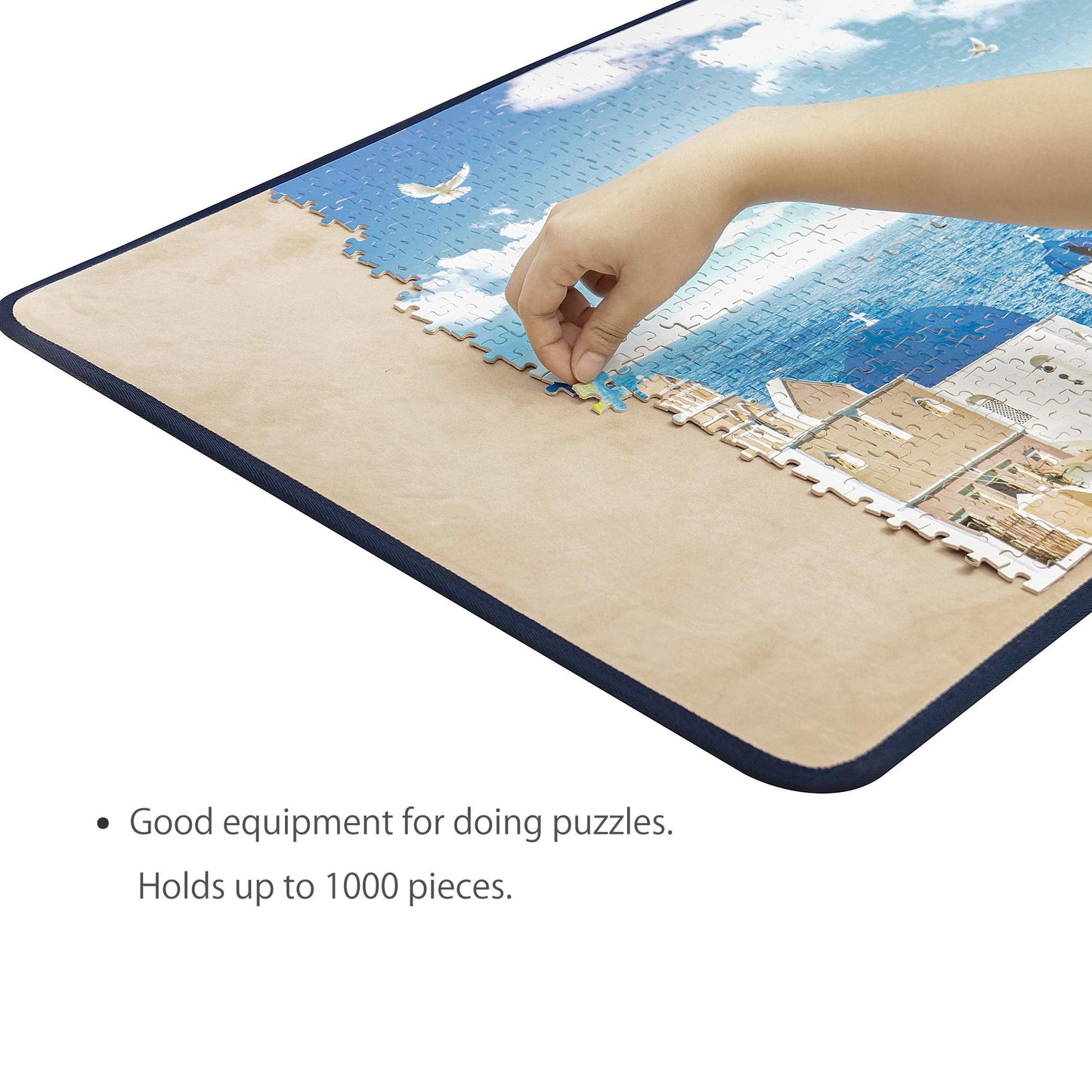 Becko US Jigsaw Puzzle Board – Portable Puzzle Table for Up to 1000 Pieces (Khaki)