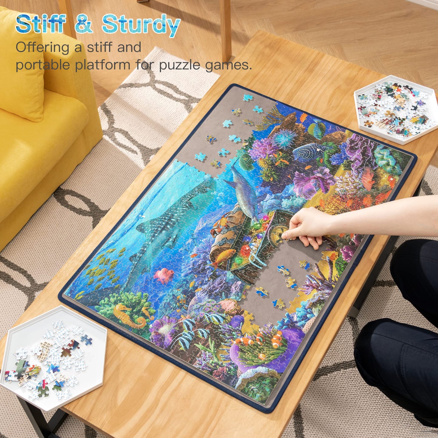 Becko US Jigsaw Puzzle Board – Portable, Non-Slip Mat for Up to 1000 Pieces