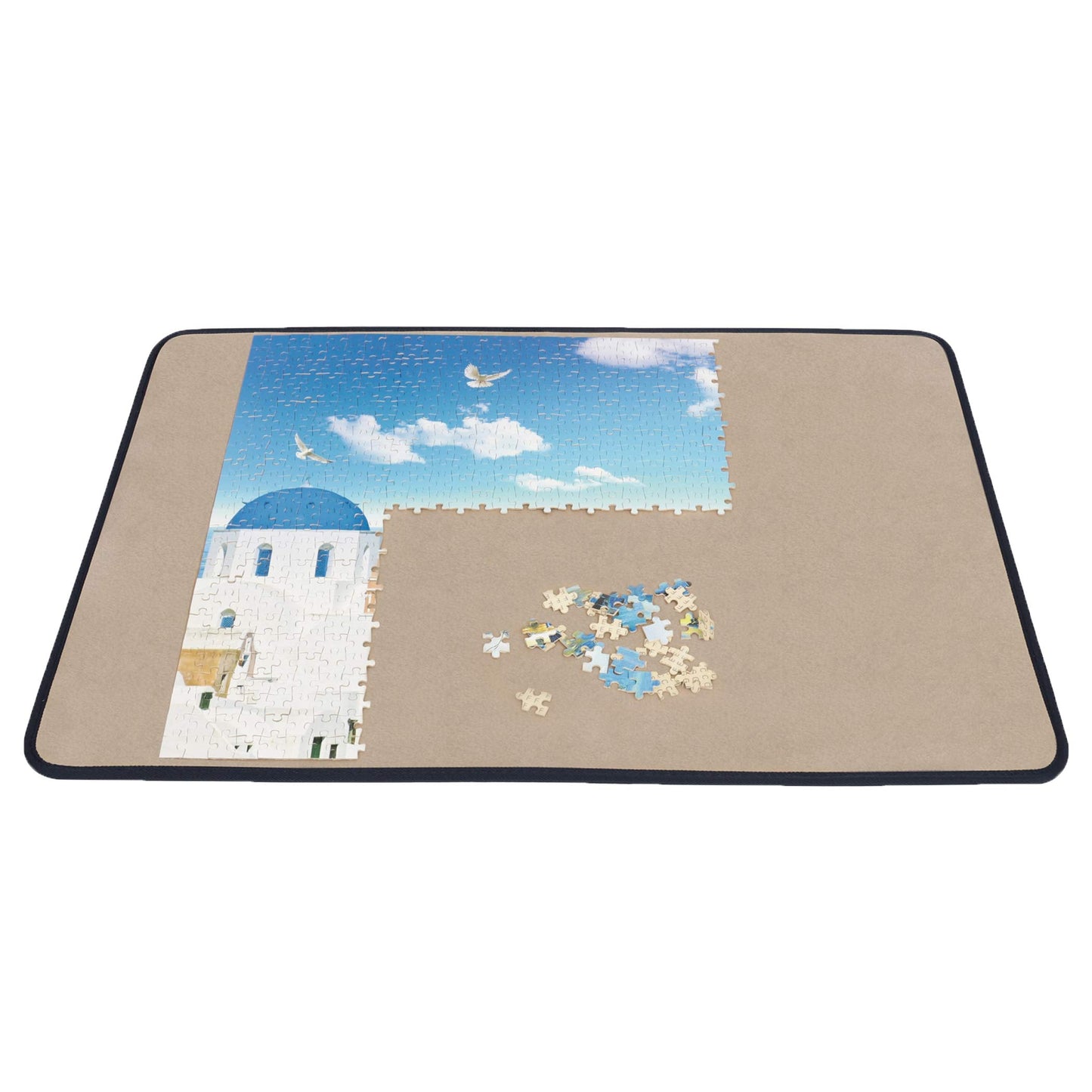 Becko US Jigsaw Puzzle Board – Portable Puzzle Table for Up to 1000 Pieces (Khaki)