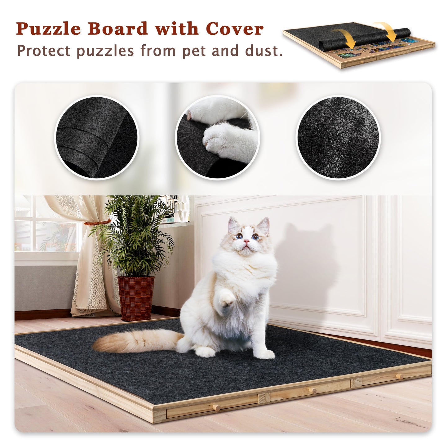 Becko US 2000-Piece Tilting Jigsaw Puzzle Board with 6 Drawers, Cover, and 5-Angle Stand