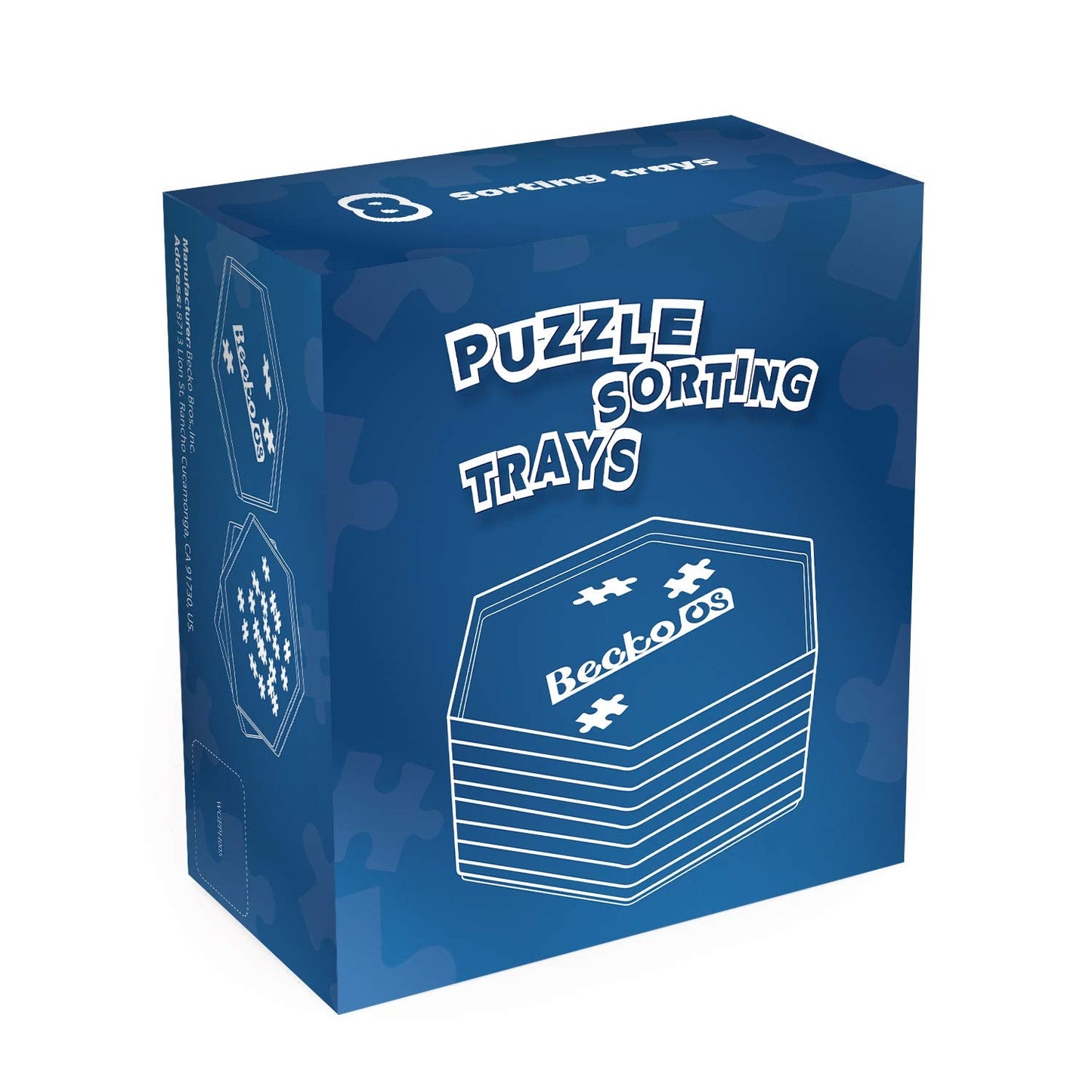 Becko US Stackable Puzzle Sorting Trays (Black) – 8 Trays with Lid, 1500-Piece Capacity
