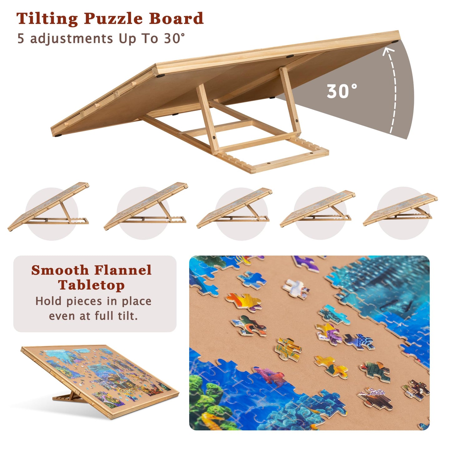 Becko US 2000-Piece Tilting Jigsaw Puzzle Board with 6 Drawers, Cover, and 5-Angle Stand