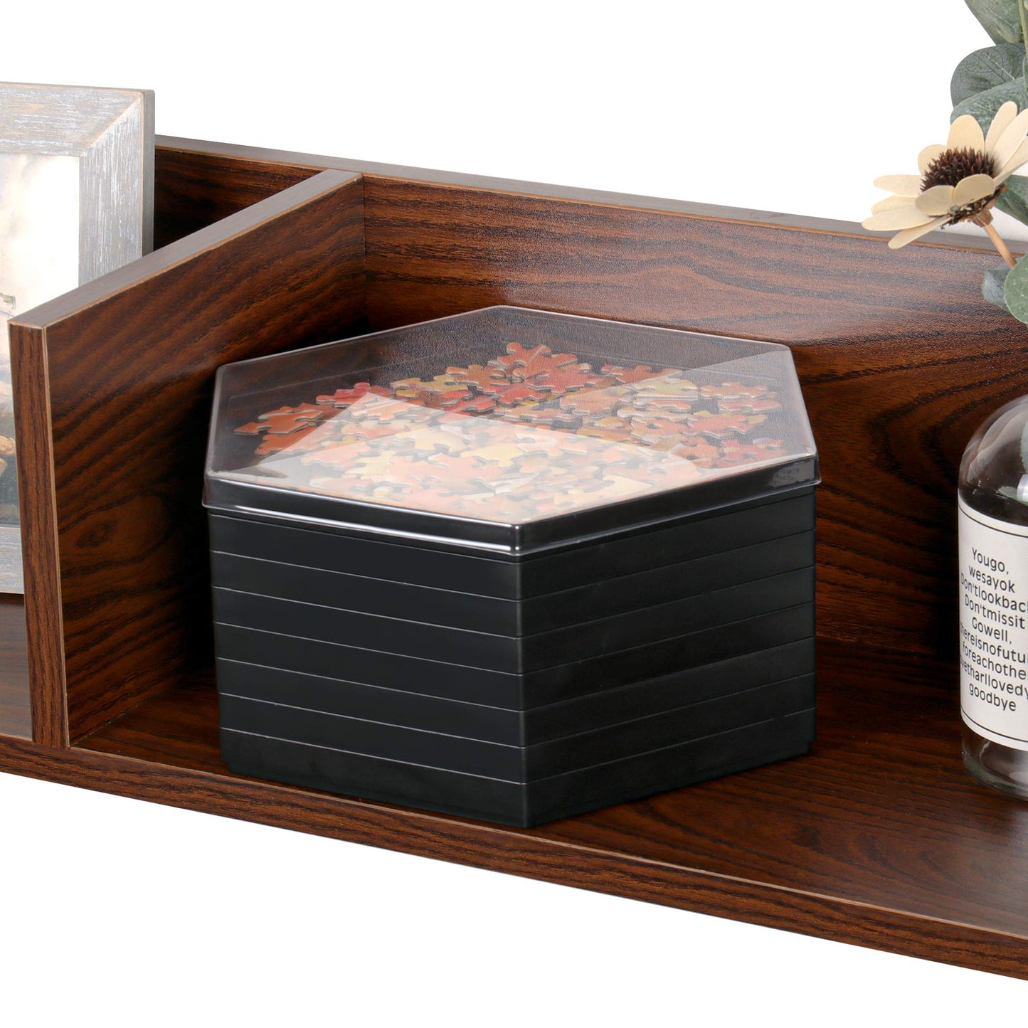 Becko US Stackable Puzzle Sorting Trays (Black) – 8 Trays with Lid, 1500-Piece Capacity