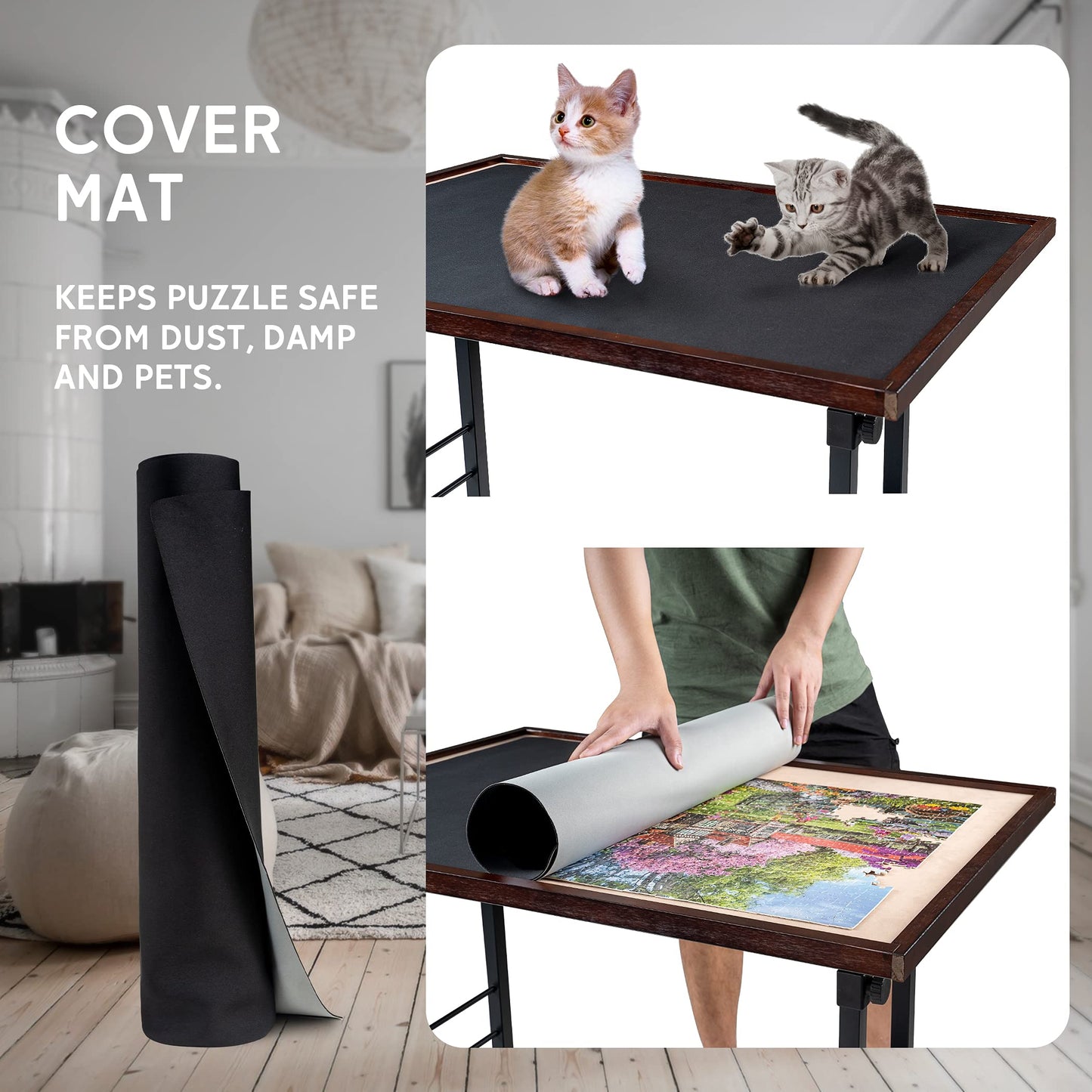 Becko US 1500-Piece Tilting Puzzle Table with Cover Mat — 5 Tilt Angles, Height Adjustable, Portable