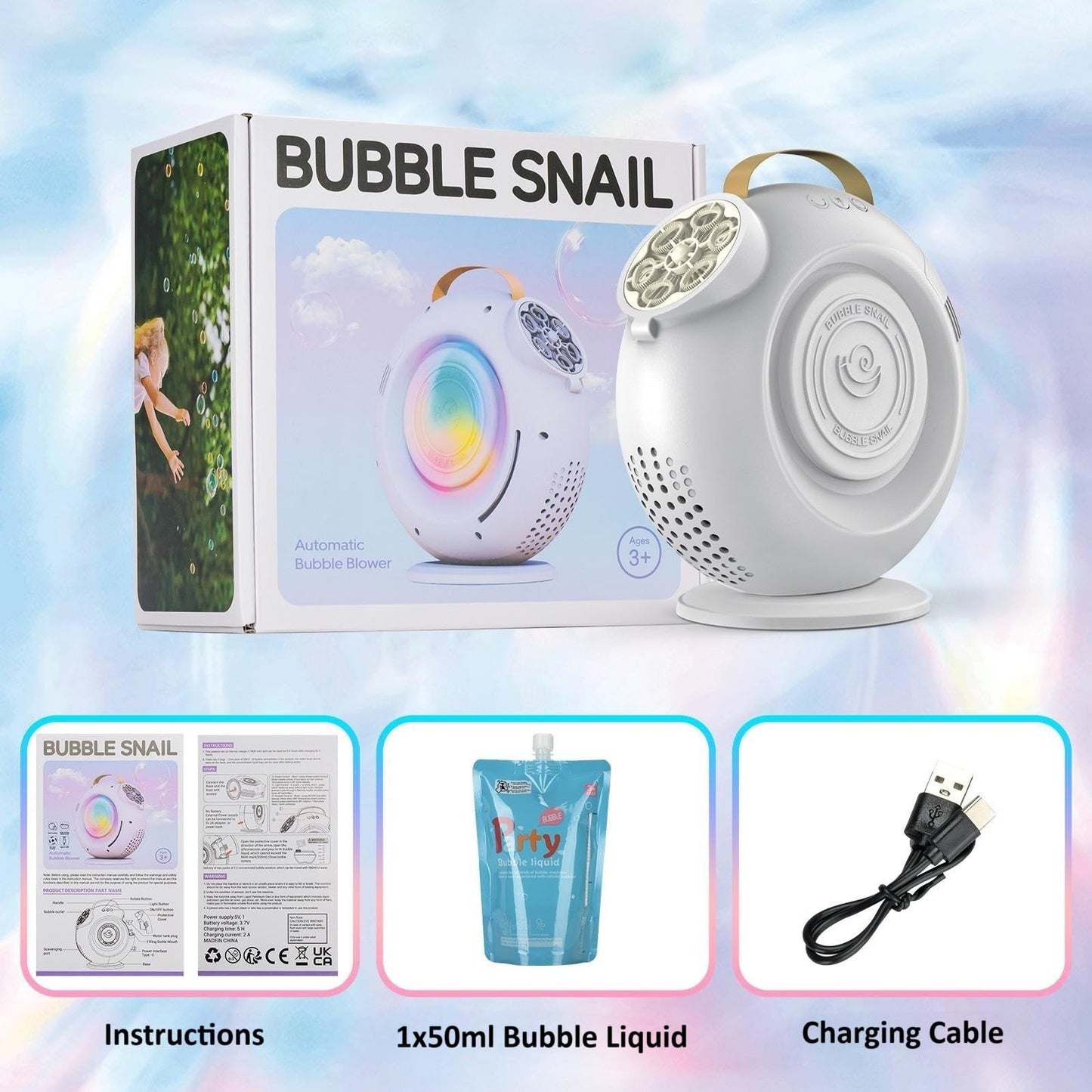 BEDAIL Bubble Machine – Automatic Bubbles Blower, 15000+ Bubbles/Min, LED Lights