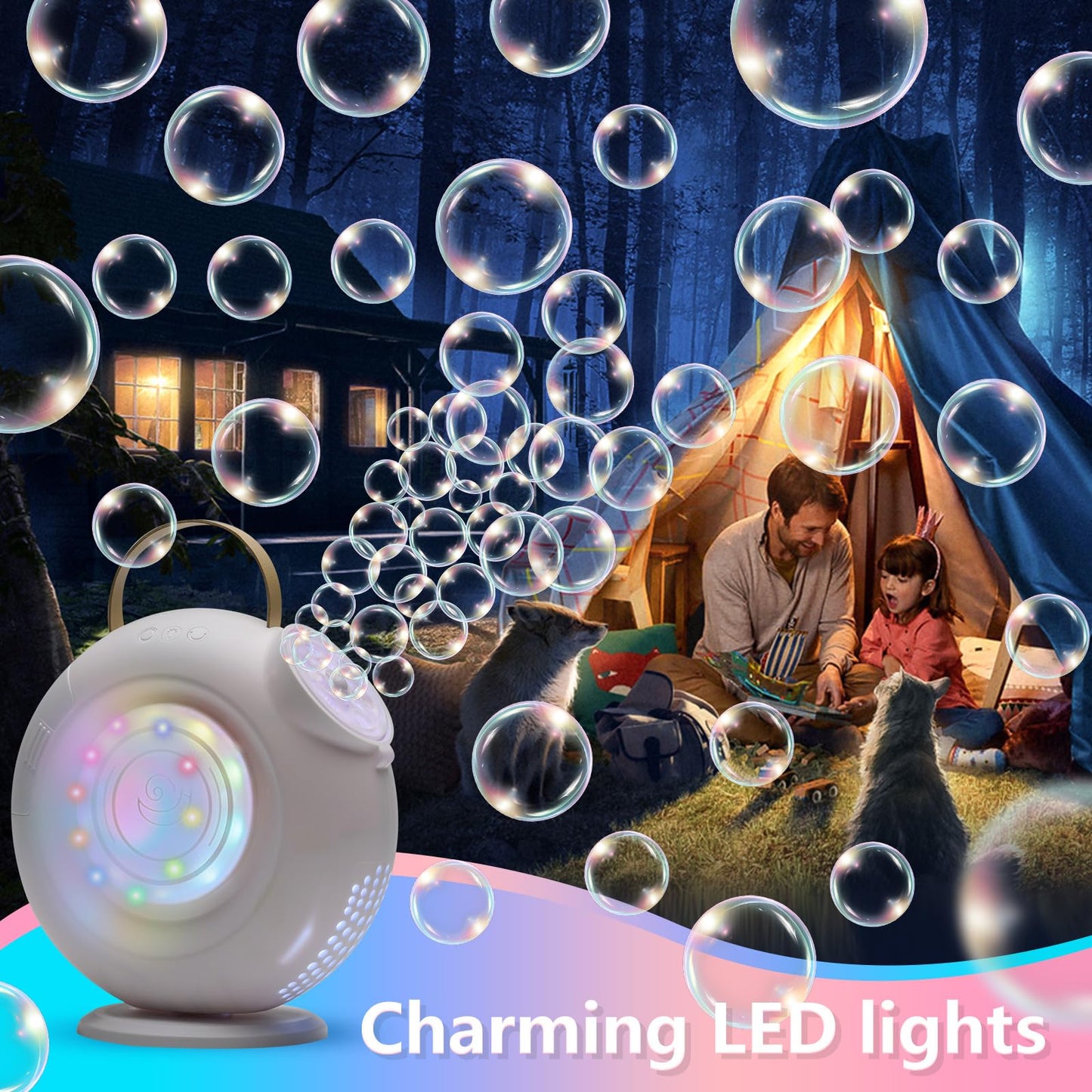 BEDAIL Bubble Machine – Automatic Bubbles Blower, 15000+ Bubbles/Min, LED Lights