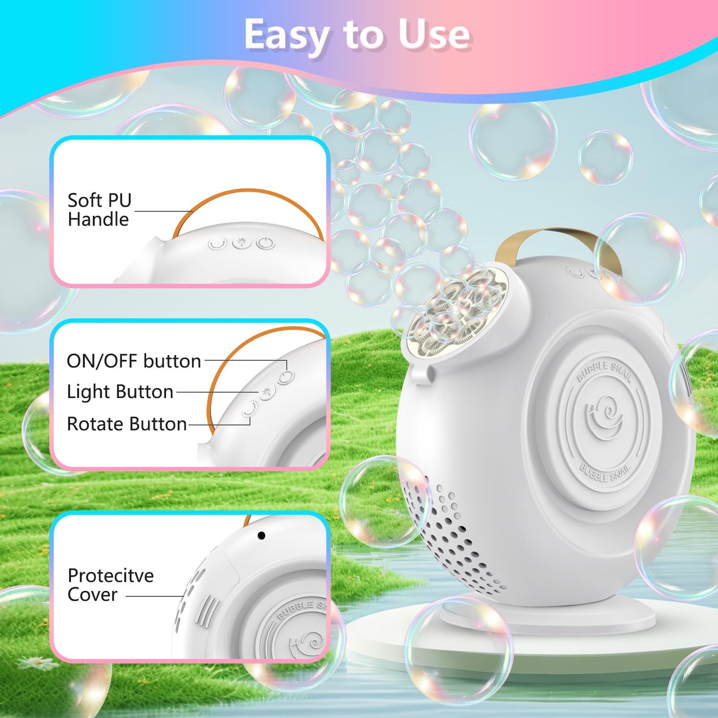 BEDAIL Bubble Machine – Automatic Bubbles Blower, 15000+ Bubbles/Min, LED Lights