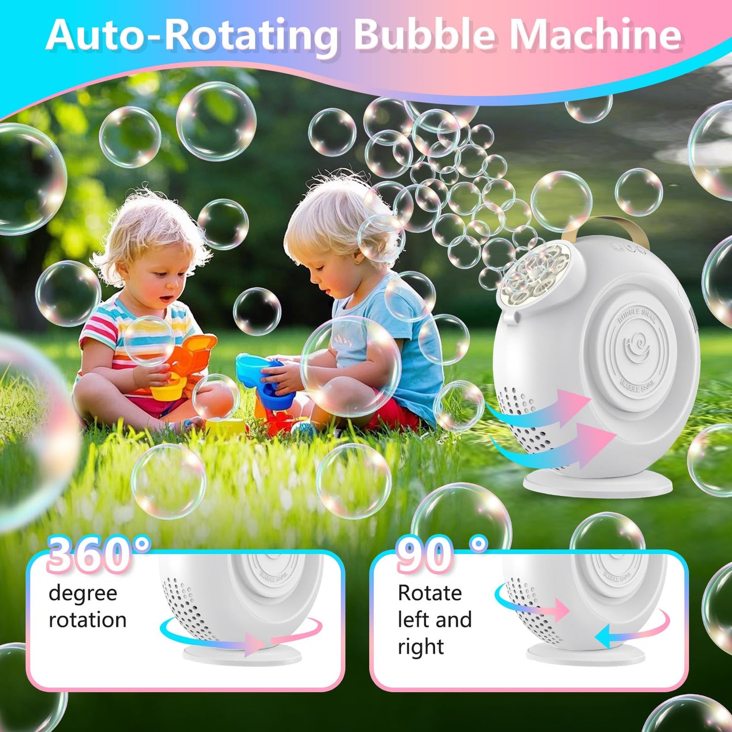 BEDAIL Bubble Machine – Automatic Bubbles Blower, 15000+ Bubbles/Min, LED Lights