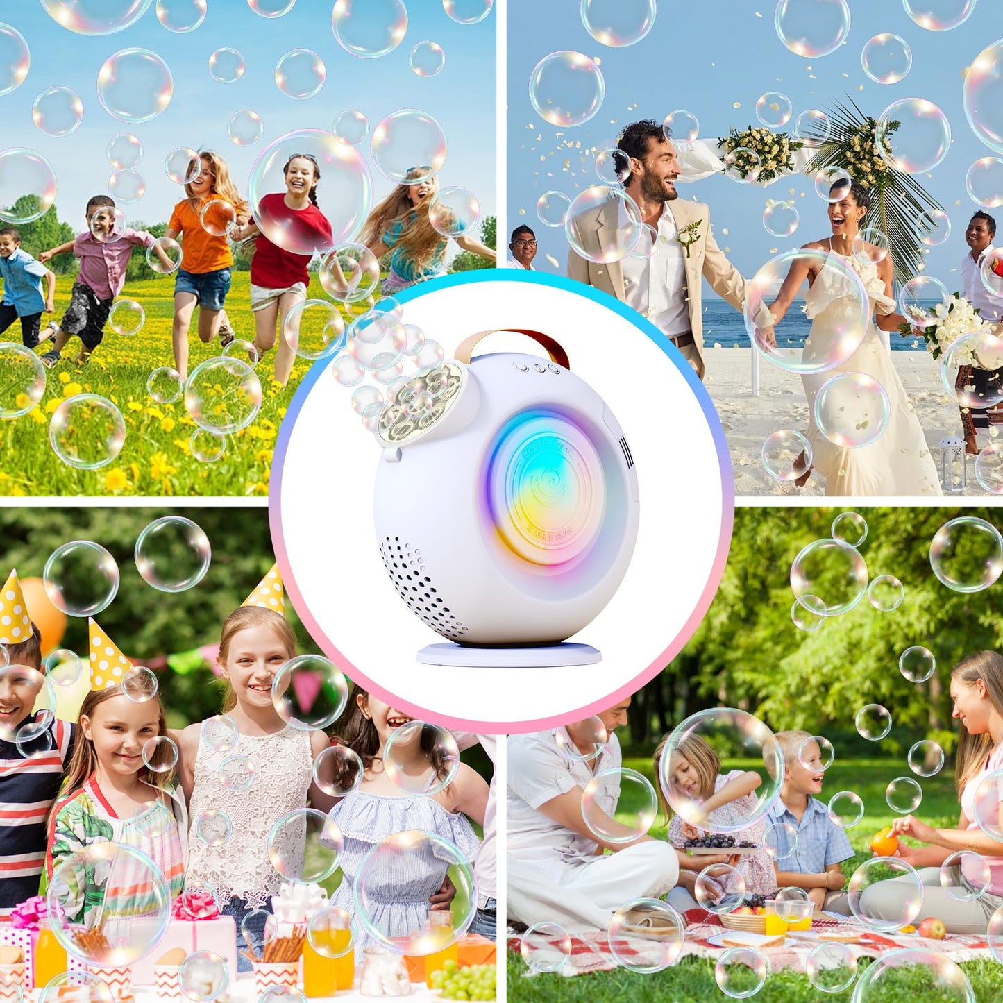 BEDAIL Bubble Machine – Automatic Bubbles Blower, 15000+ Bubbles/Min, LED Lights