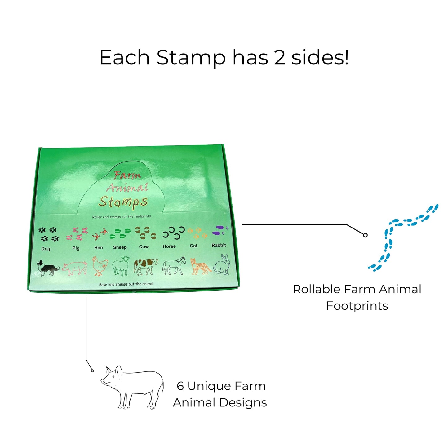 Double Sided Self Inking Farm Animal Stamper with Roller (single)