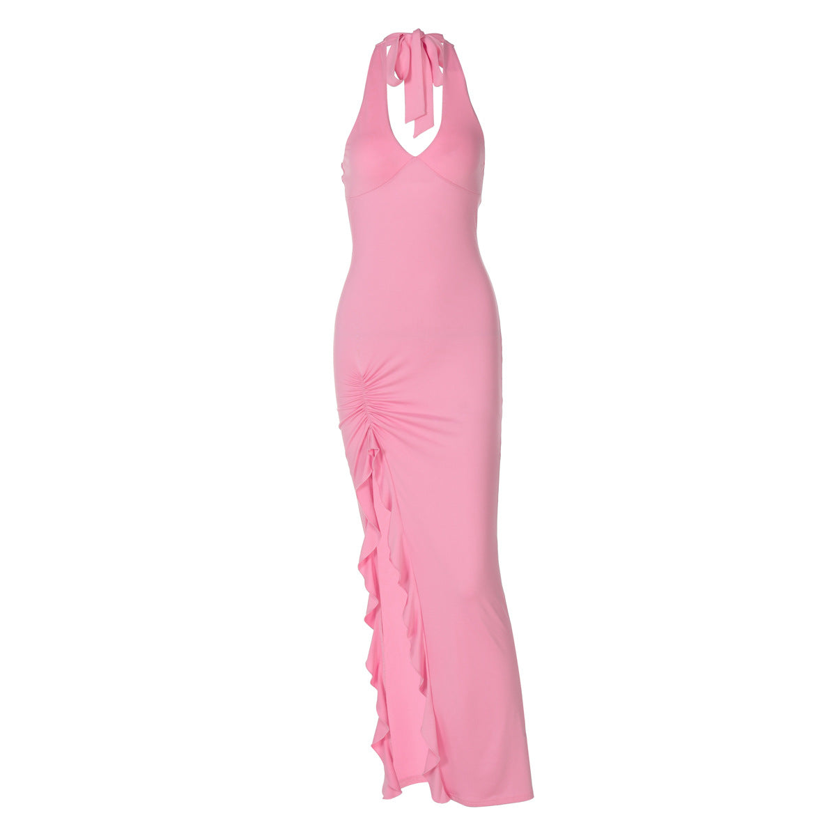 Summer New V-neck Halter Split Sexy Backless Dress