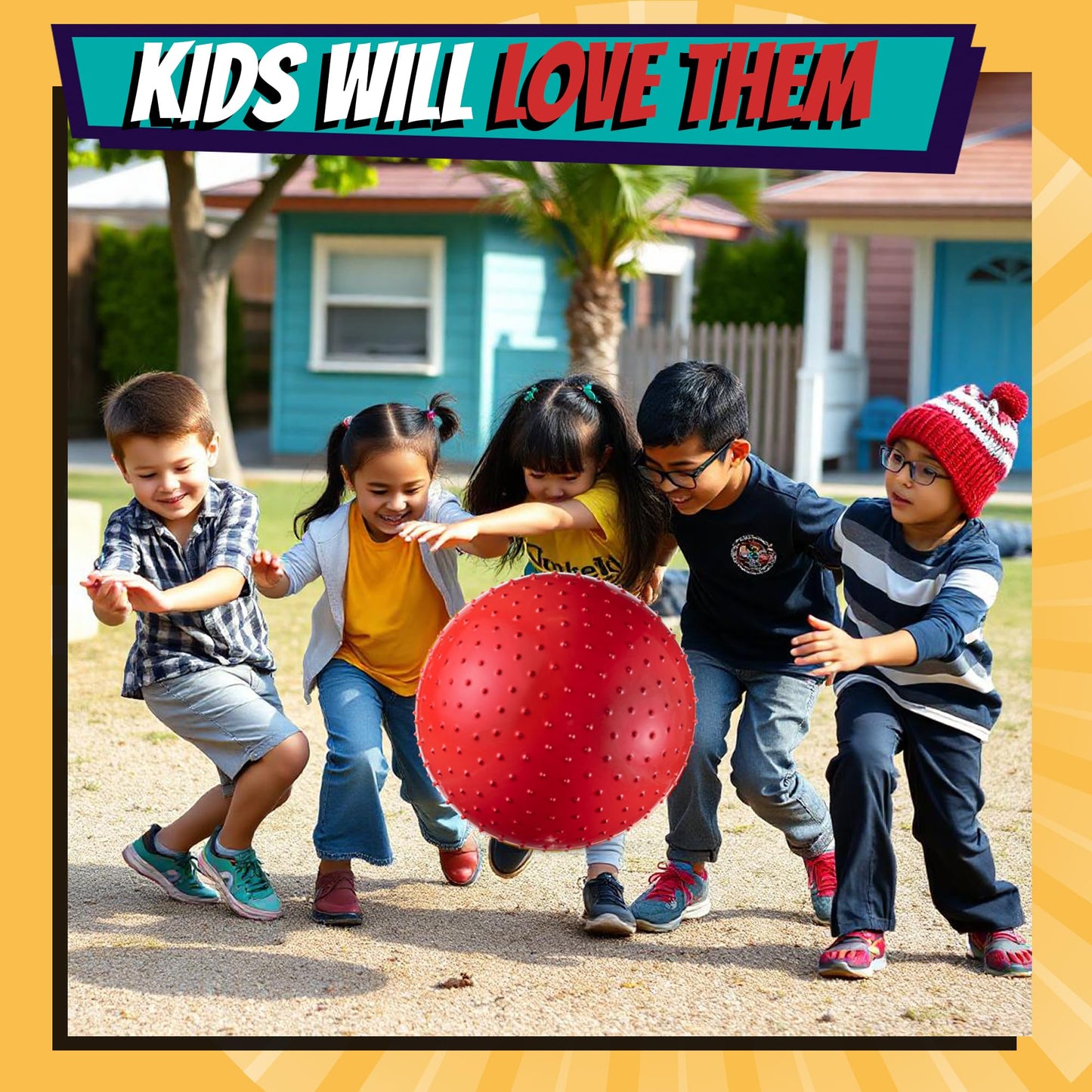 Bedwina 18-Inch Big Balls for Toddlers and Kids — Pack of 5 with Pump