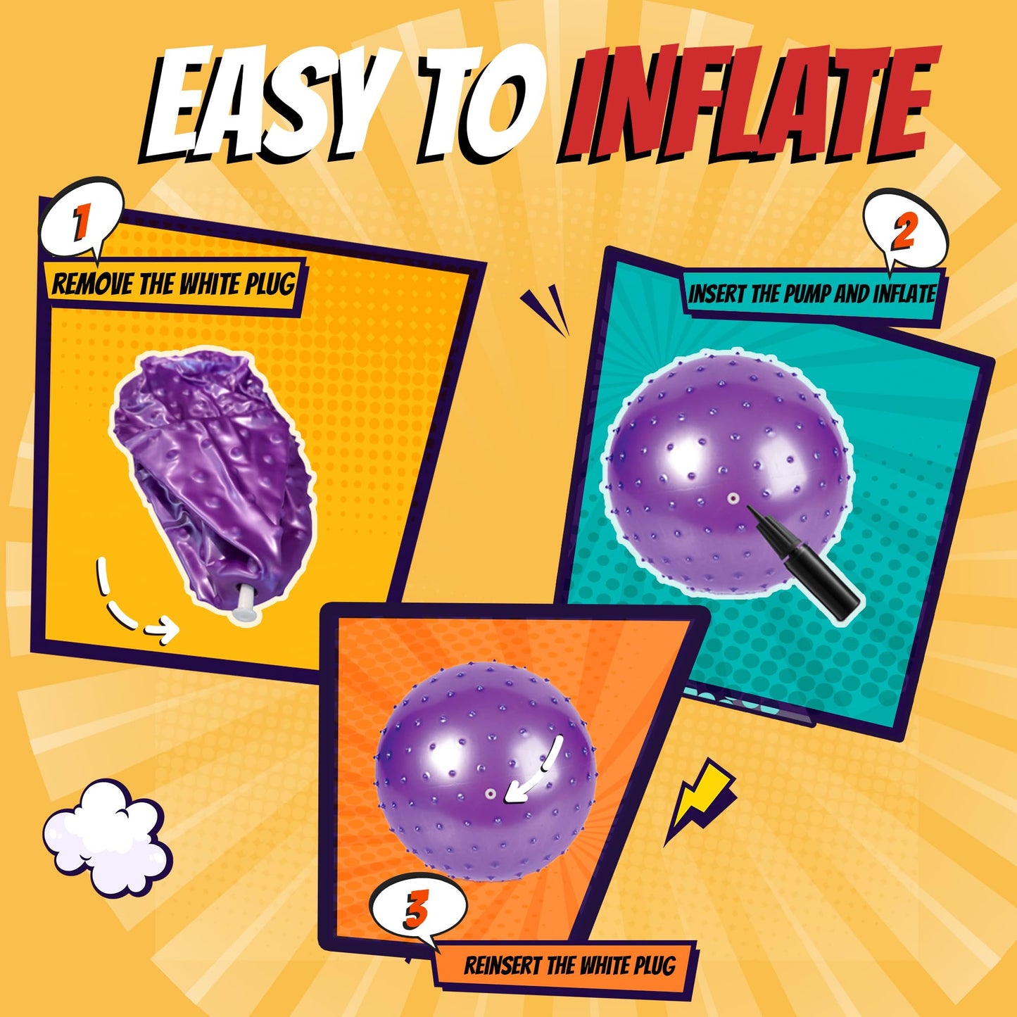 Bedwina 18-Inch Big Balls for Toddlers and Kids — Pack of 5 with Pump