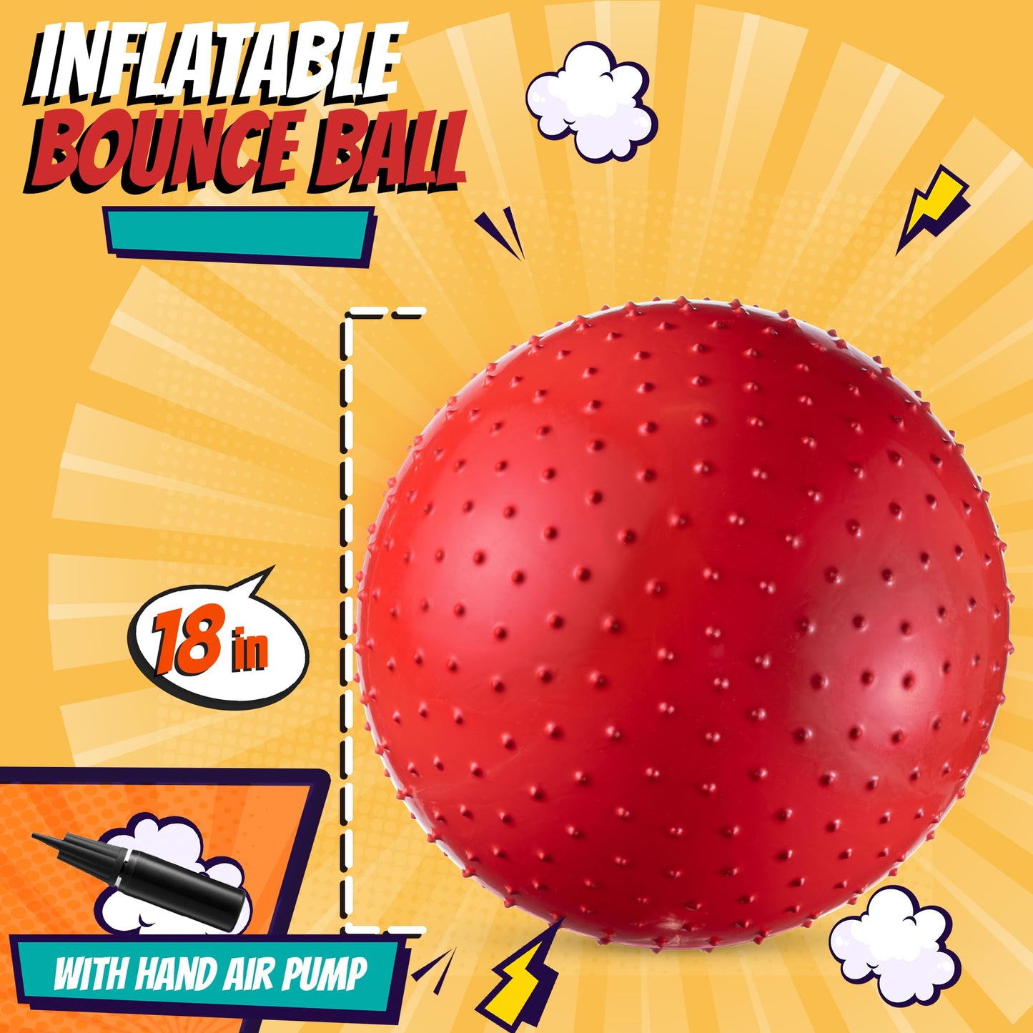 Bedwina 18-Inch Big Balls for Toddlers and Kids — Pack of 5 with Pump