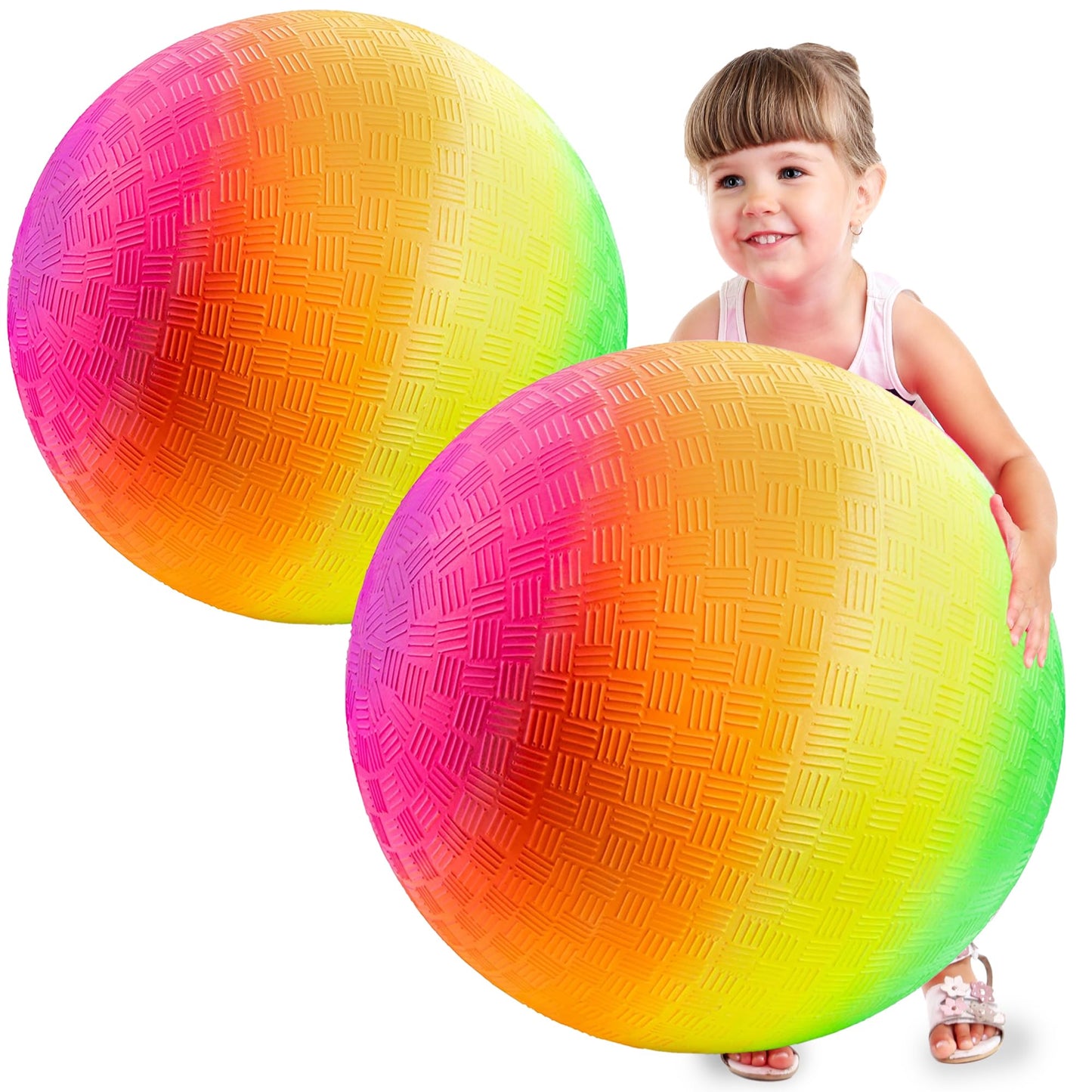 Bedwina 18-Inch Rainbow Playground Balls (2-Pack) - Giant Outdoor Kickball for Park, Backyard, and Indoor Fun