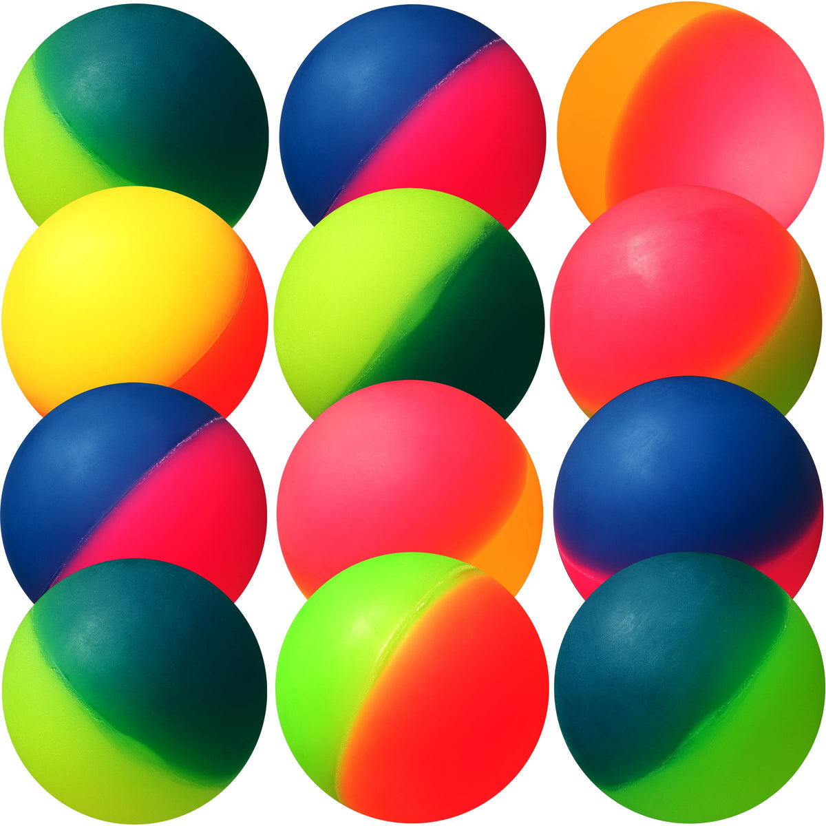 Bedwina Jumbo Super Bouncy Balls - Pack of 12, 2.35 Inch Neon Ball Toys for Parties