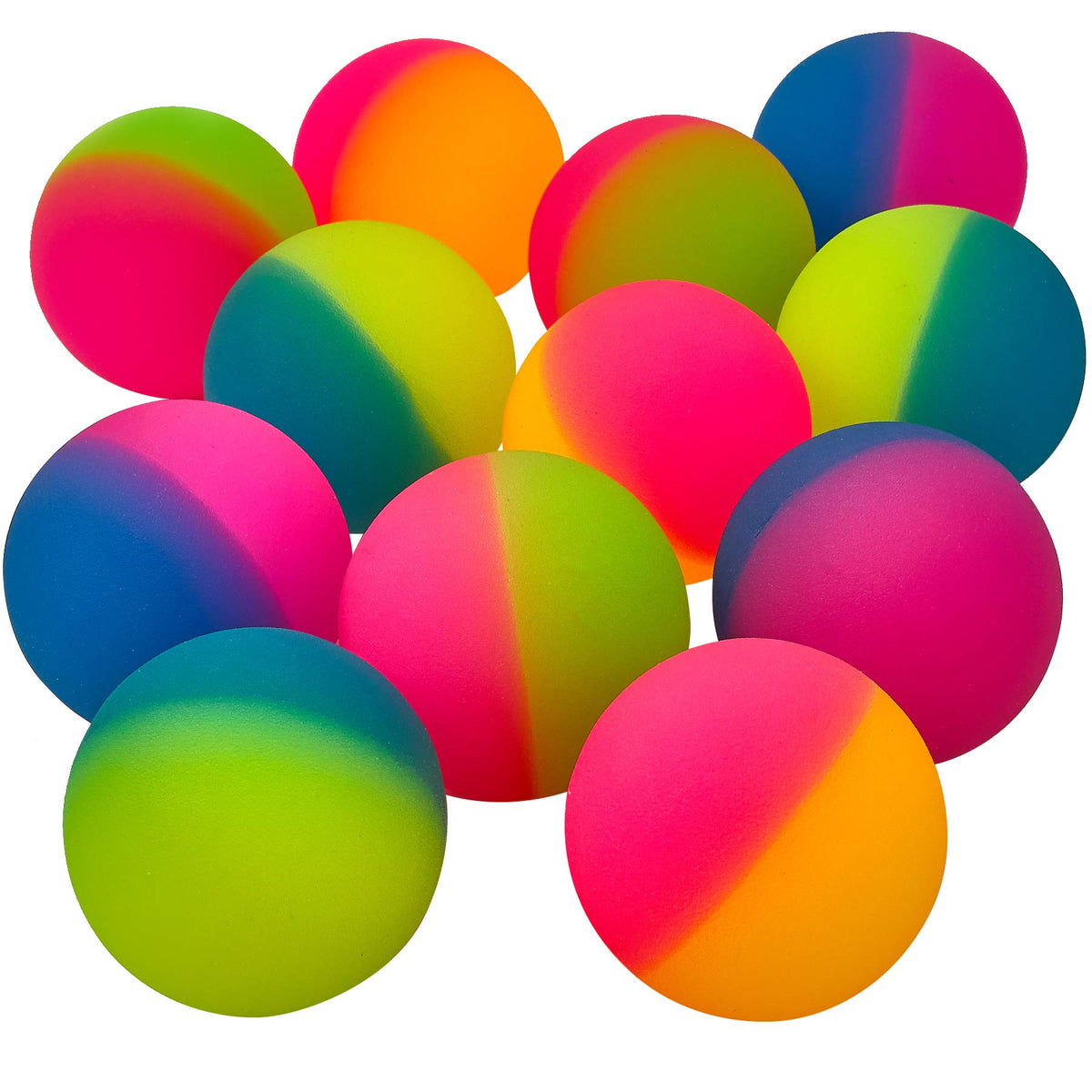 Bedwina Jumbo Super Bouncy Balls - Pack of 12, 2.35 Inch Neon Ball Toys for Parties