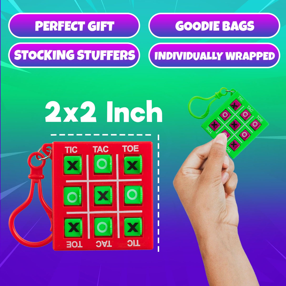 Bedwina 12 Mini Tic Tac Toe Keychain Games — Travel Size Party Favors for Kids