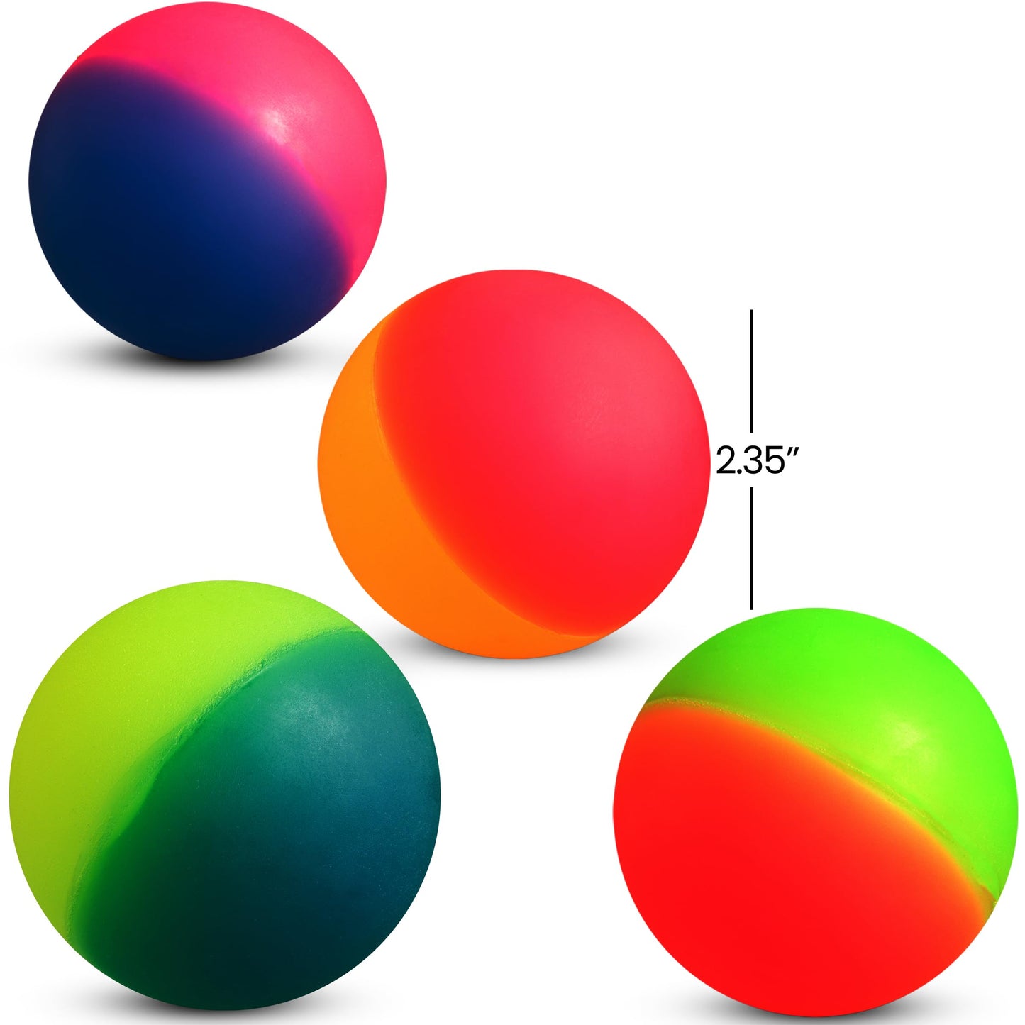 Bedwina Jumbo Super Bouncy Balls - Pack of 12, 2.35 Inch Neon Ball Toys for Parties