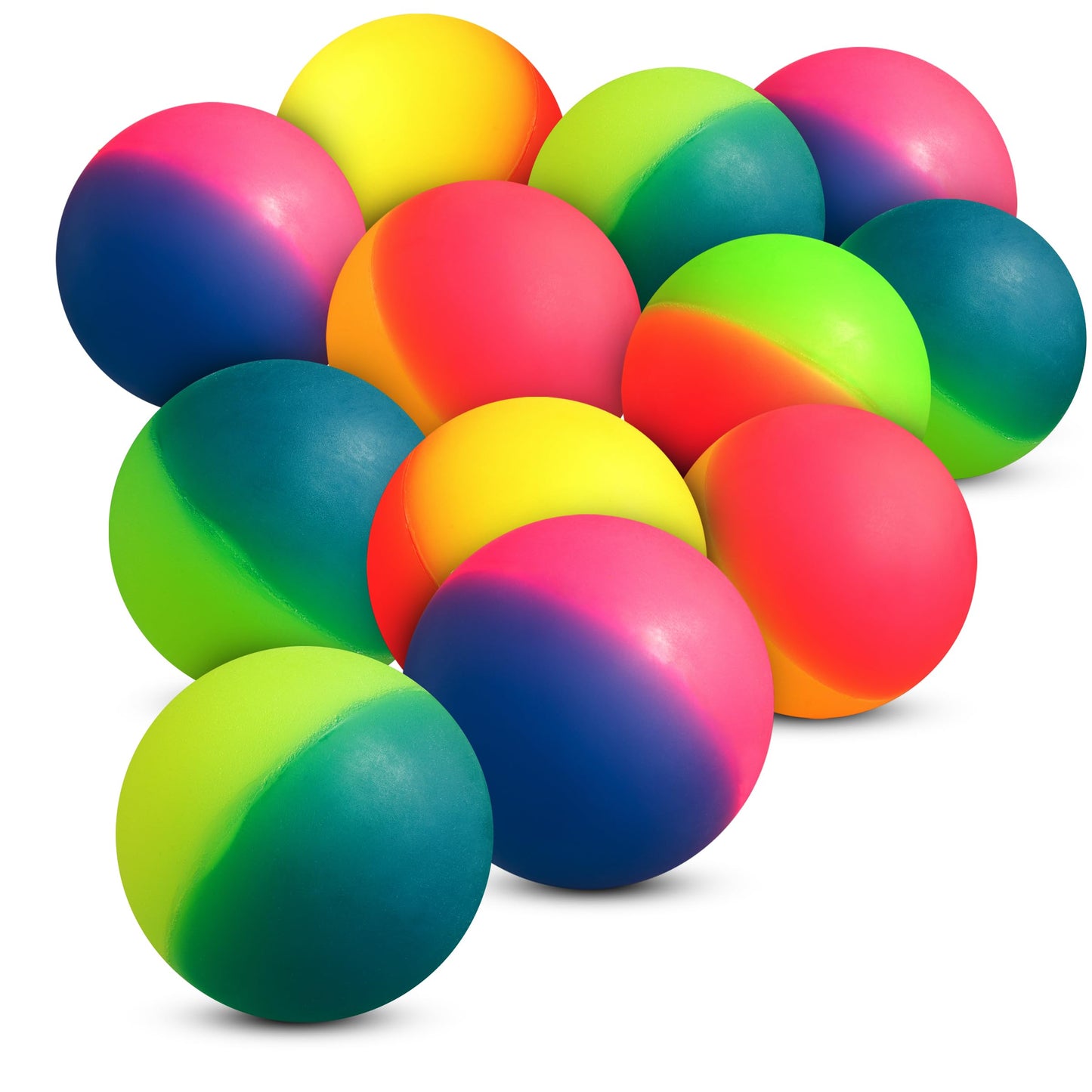 Bedwina Jumbo Super Bouncy Balls - Pack of 12, 2.35 Inch Neon Ball Toys for Parties