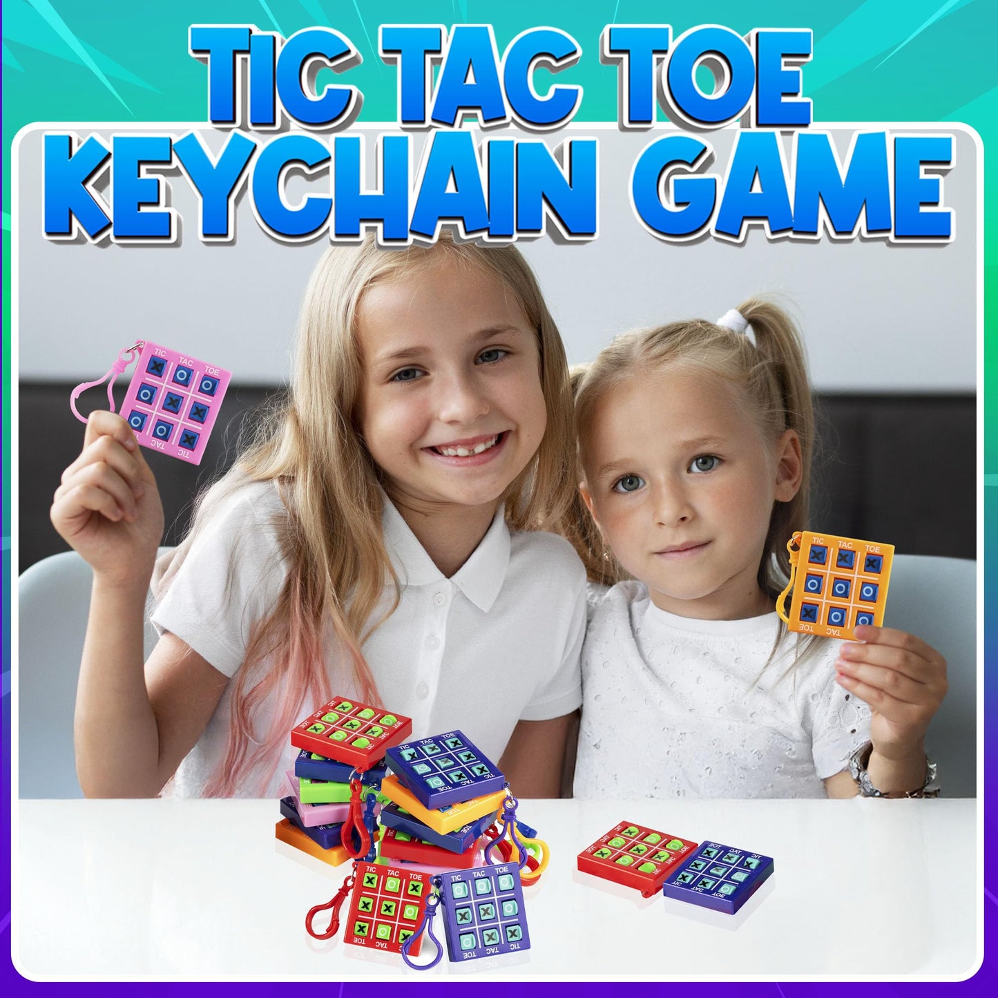 Bedwina 12 Mini Tic Tac Toe Keychain Games — Travel Size Party Favors for Kids
