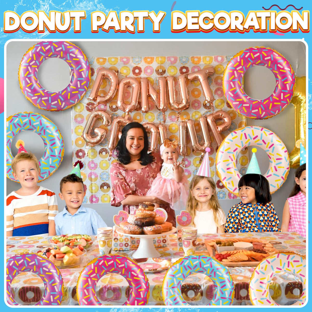 Bedwina Inflatable Donuts – Pack of 4, 24-Inch Pool Floats for Kids Ages 2-6