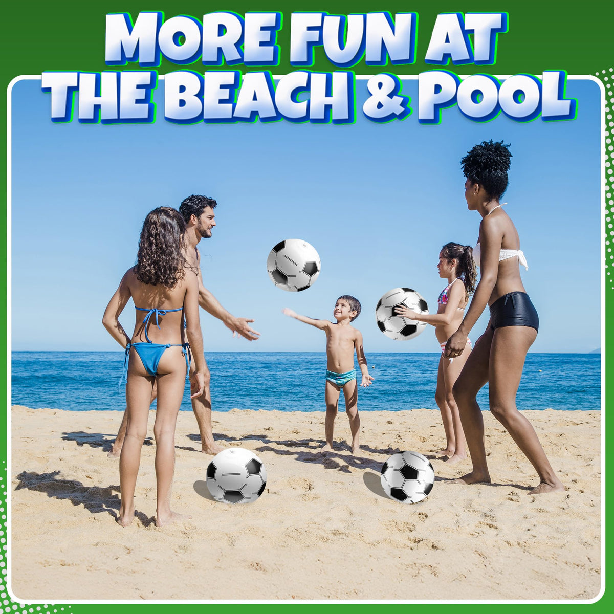 Bedwina Inflatable Soccer Balls (Pack of 12) – 16-Inch Beach Balls for Pool & Beach Parties