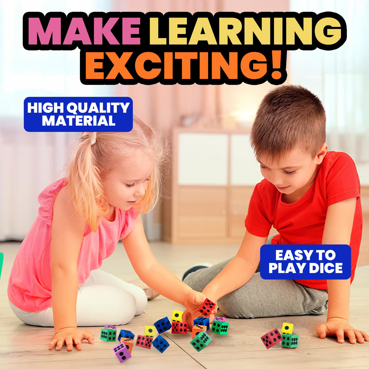 Bedwina Foam Dice Set — 36-Pack, 1.5-Inch Large Colorful Dice for Classrooms, Math Games & Party Prizes