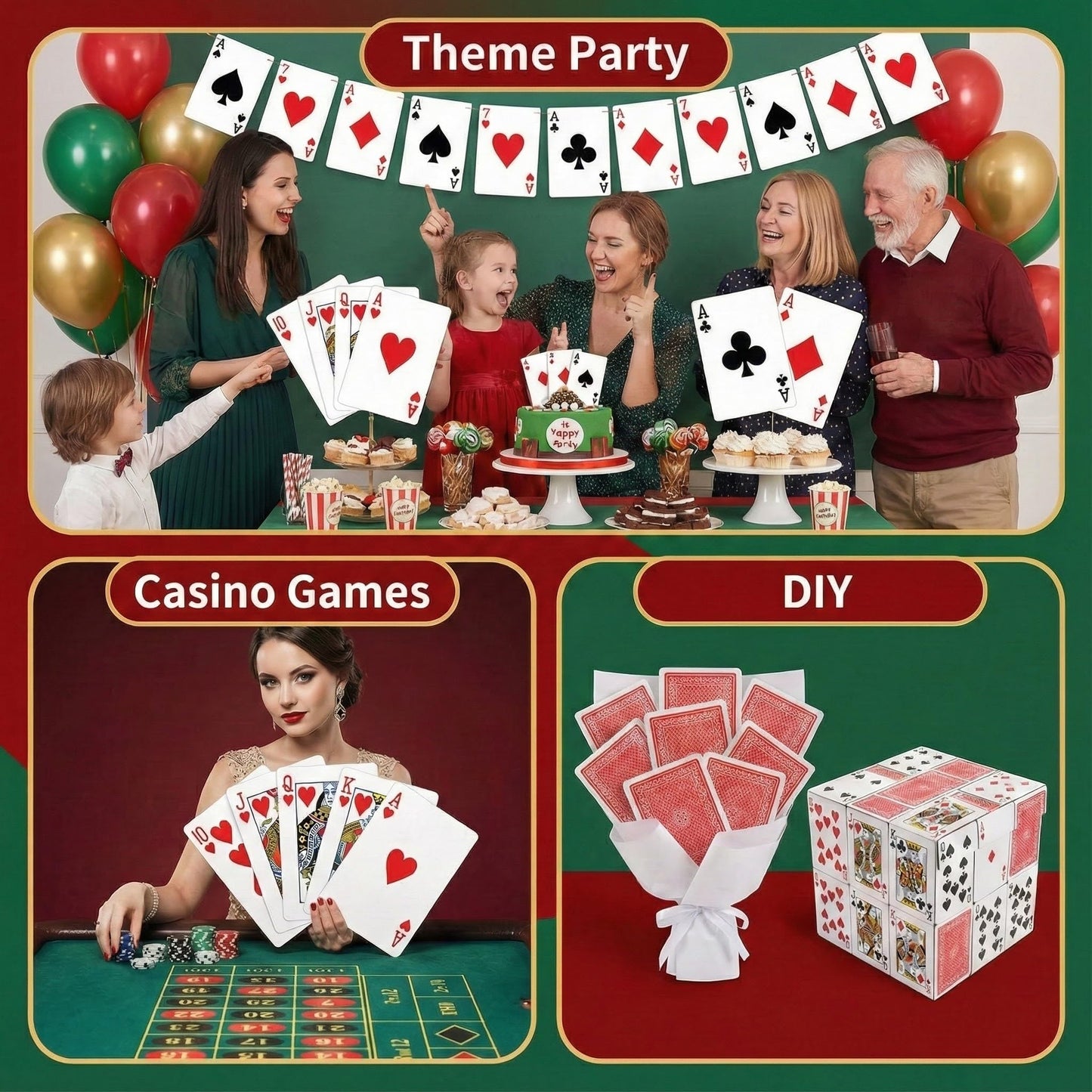 Bedwina Giant Jumbo Playing Cards – 5x7 Large-Print Decks (3 Pack) for Seniors, Kids, Adults
