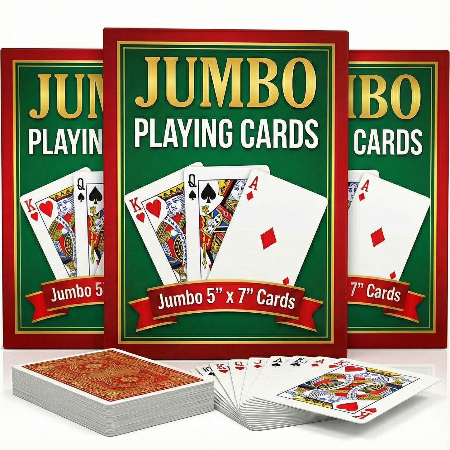 Bedwina Giant Jumbo Playing Cards – 5x7 Large-Print Decks (3 Pack) for Seniors, Kids, Adults