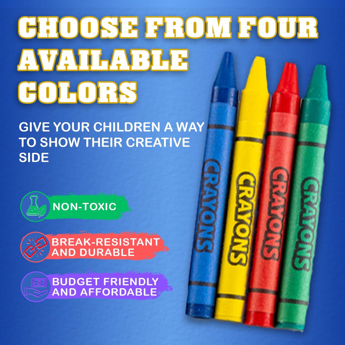 Bedwina Bulk Crayons – 288 Crayons (72 x 4 Packs) Non-Toxic for Parties & Goody Bags
