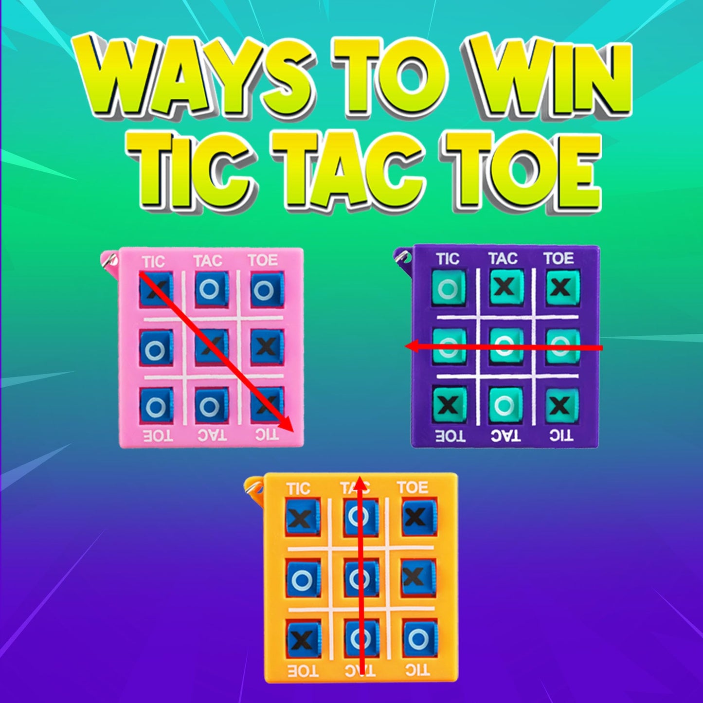 Bedwina 12 Mini Tic Tac Toe Keychain Games — Travel Size Party Favors for Kids