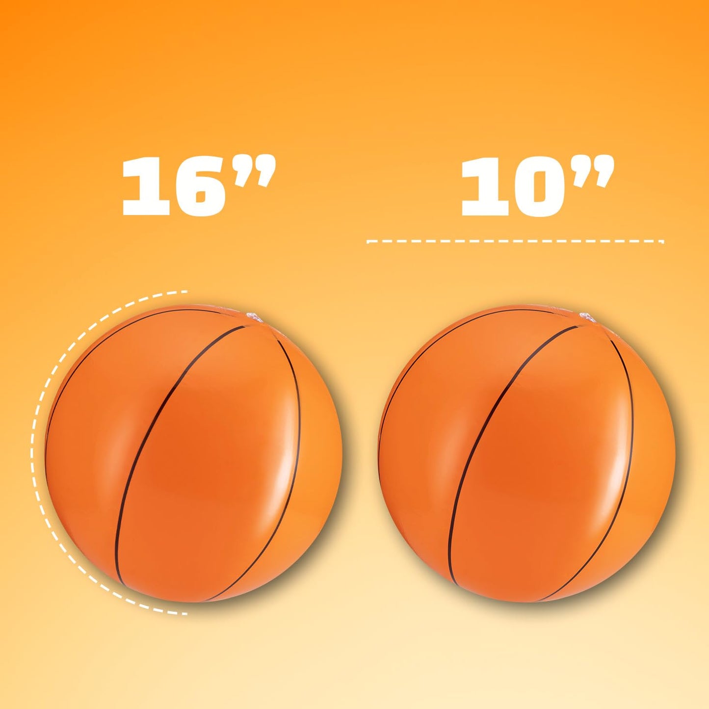 Bedwina Inflatable Basketballs (Pack of 6) – 16-Inch Beach Balls for Pool, Beach & Party Games
