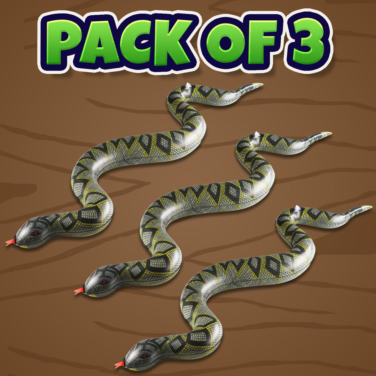 Bedwina Inflatable Snakes (3 Pack) – 39-Inch Jungle & Party Decor