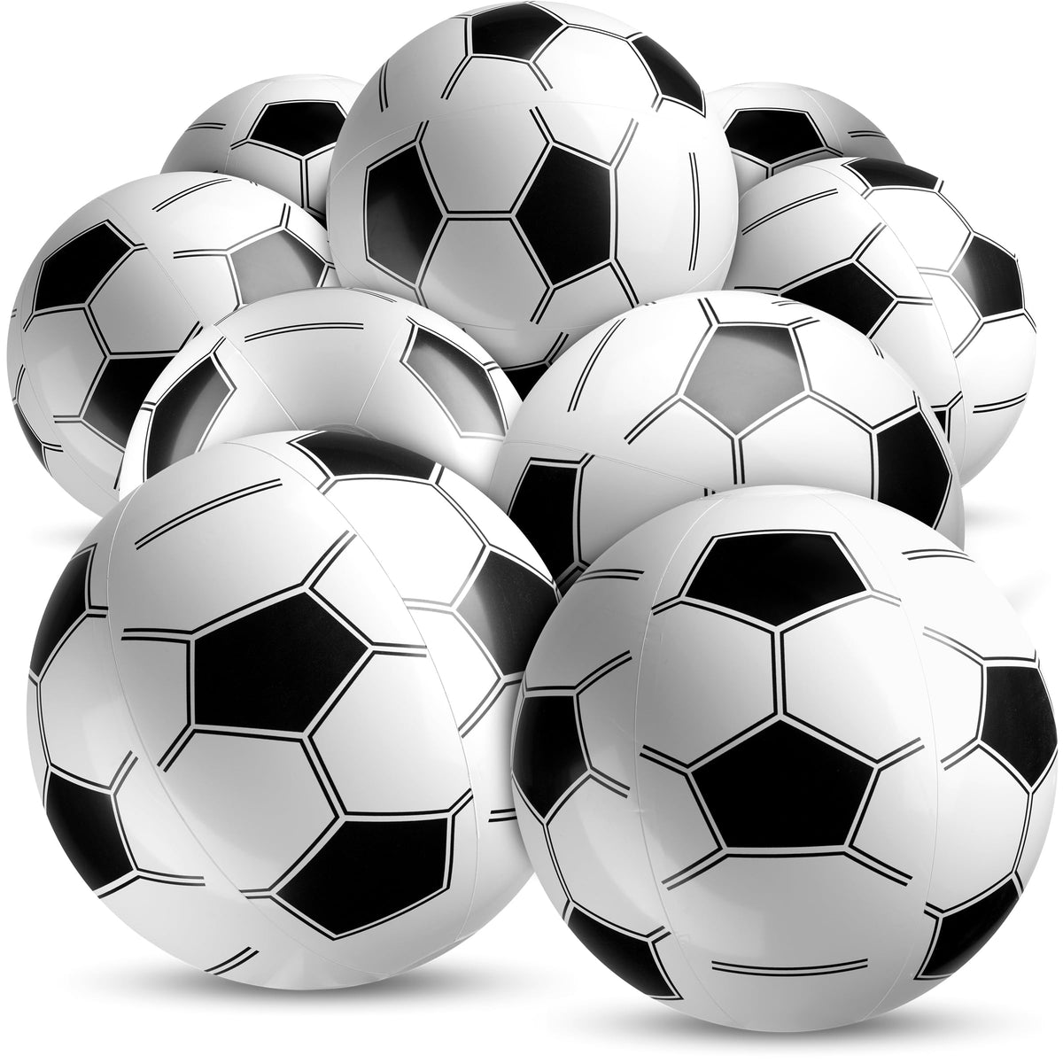 Bedwina Inflatable Soccer Balls (Pack of 12) – 16-Inch Beach Balls for Pool & Beach Parties