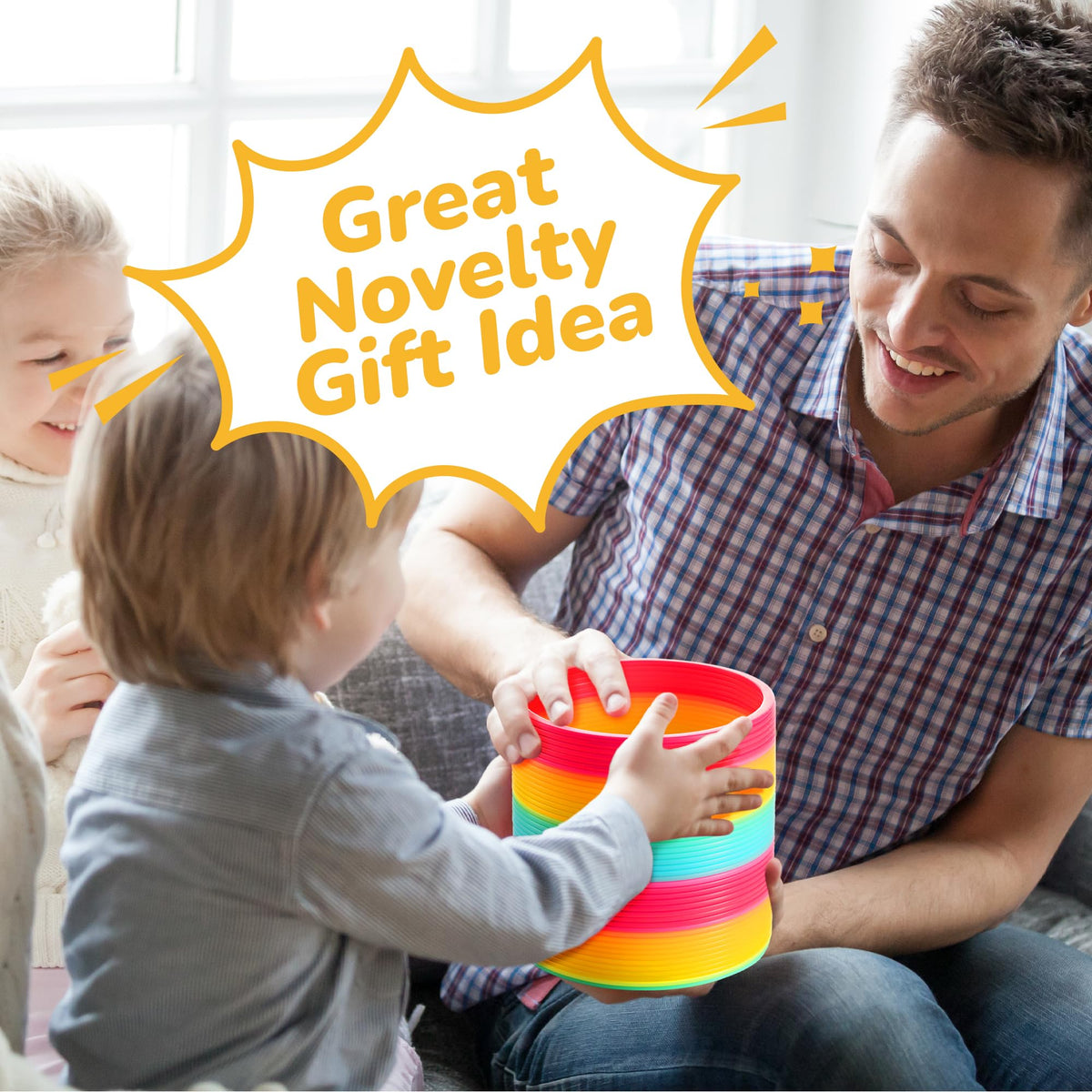 Bedwina Jumbo Rainbow Spring Coil Toy — 6-Inch Giant Plastic Spring for Kids
