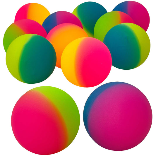Bedwina Jumbo Super Bouncy Balls - Pack of 12, 2.35 Inch Neon Ball Toys for Parties