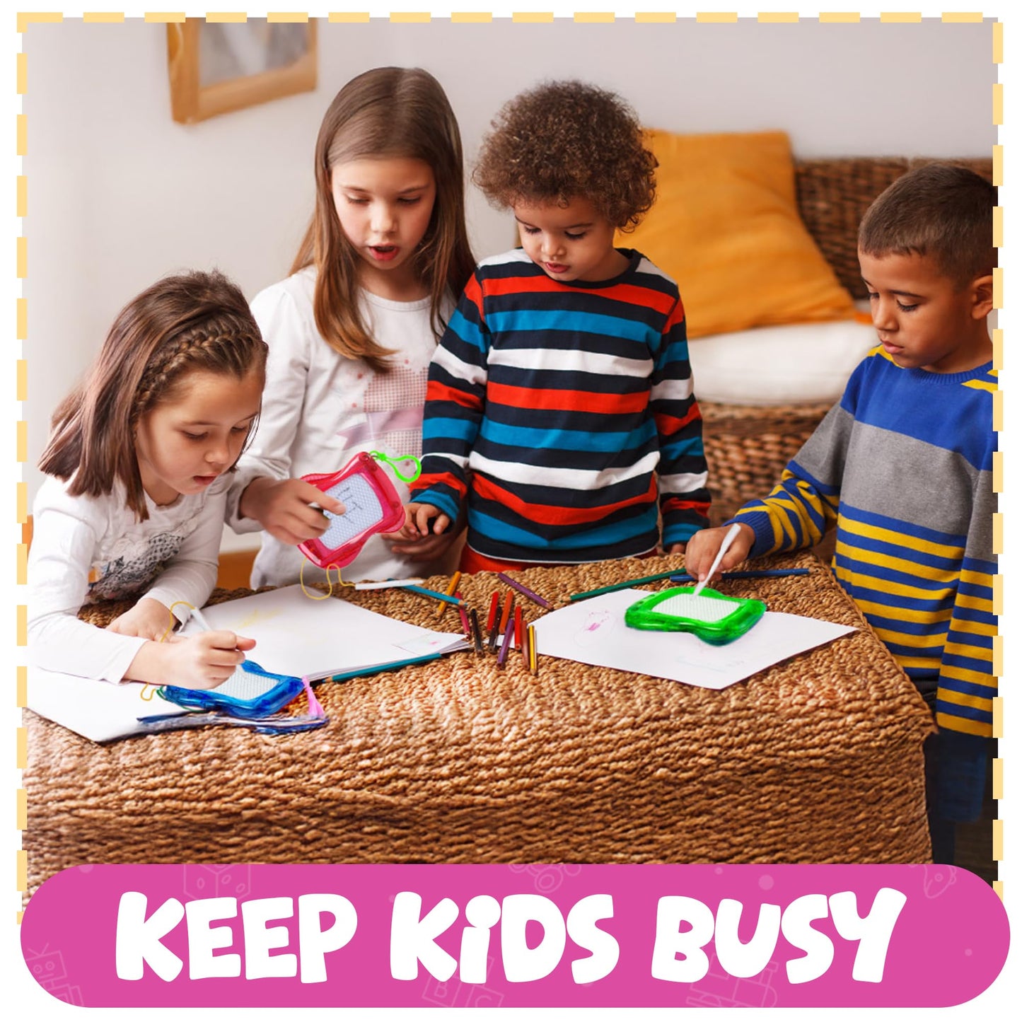Bedwina Mini Magnetic Drawing Board Pack (12): Clip-On Backpack Doodle Boards for Kids