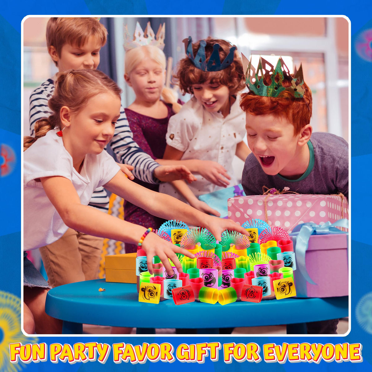 Bedwina 50-Pack Mini Coil Springs for Kids – Silly Faces & Colors