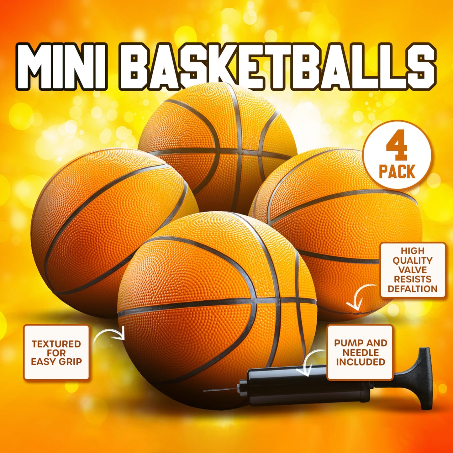 Bedwina Mini Basketball – 7 Inch, Pack of 4 | Indoor/Outdoor Play for Kids