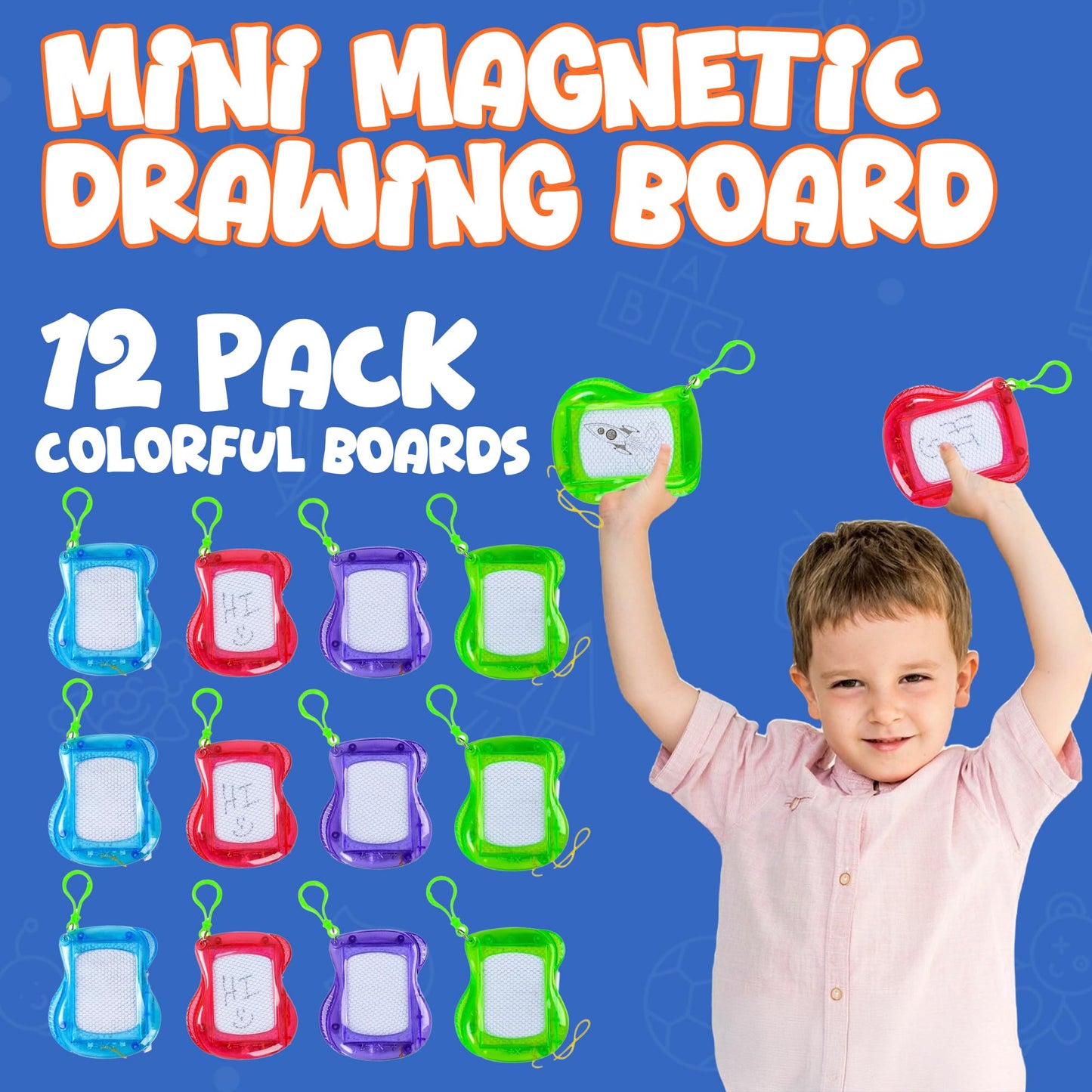 Bedwina Mini Magnetic Drawing Board Pack (12): Clip-On Backpack Doodle Boards for Kids