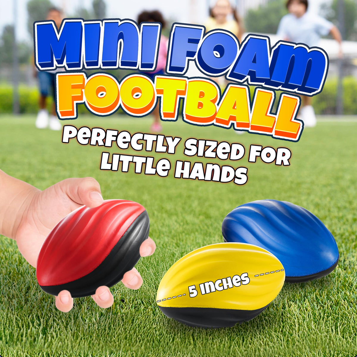 Bedwina 5\" Mini Foam Footballs (Pack of 3) – Indoor & Outdoor Kids Play