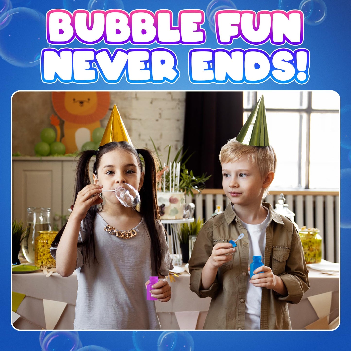 Bedwina Mini Neon Bubbles for Kids – Pack of 12 Neon Bubble Bottles & Wands