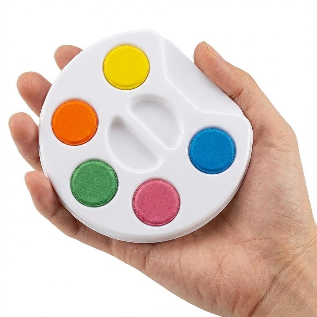 Bedwina Mini Watercolor Kids Paint Set – Bulk Pack 24 with 5 Colors, Tray & Brush